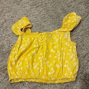 Yellow floral forever 21 crop top tank top size small